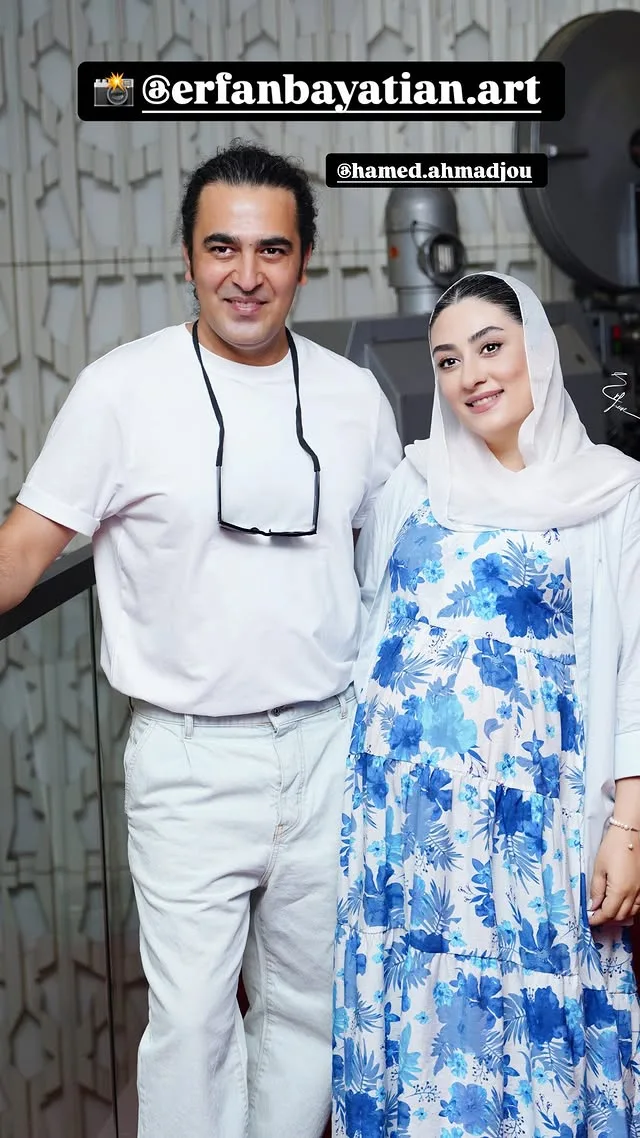 الهام طهموری بازیگر نقش وارش در سریال وارش در کنار همسرش حامد احمدجو