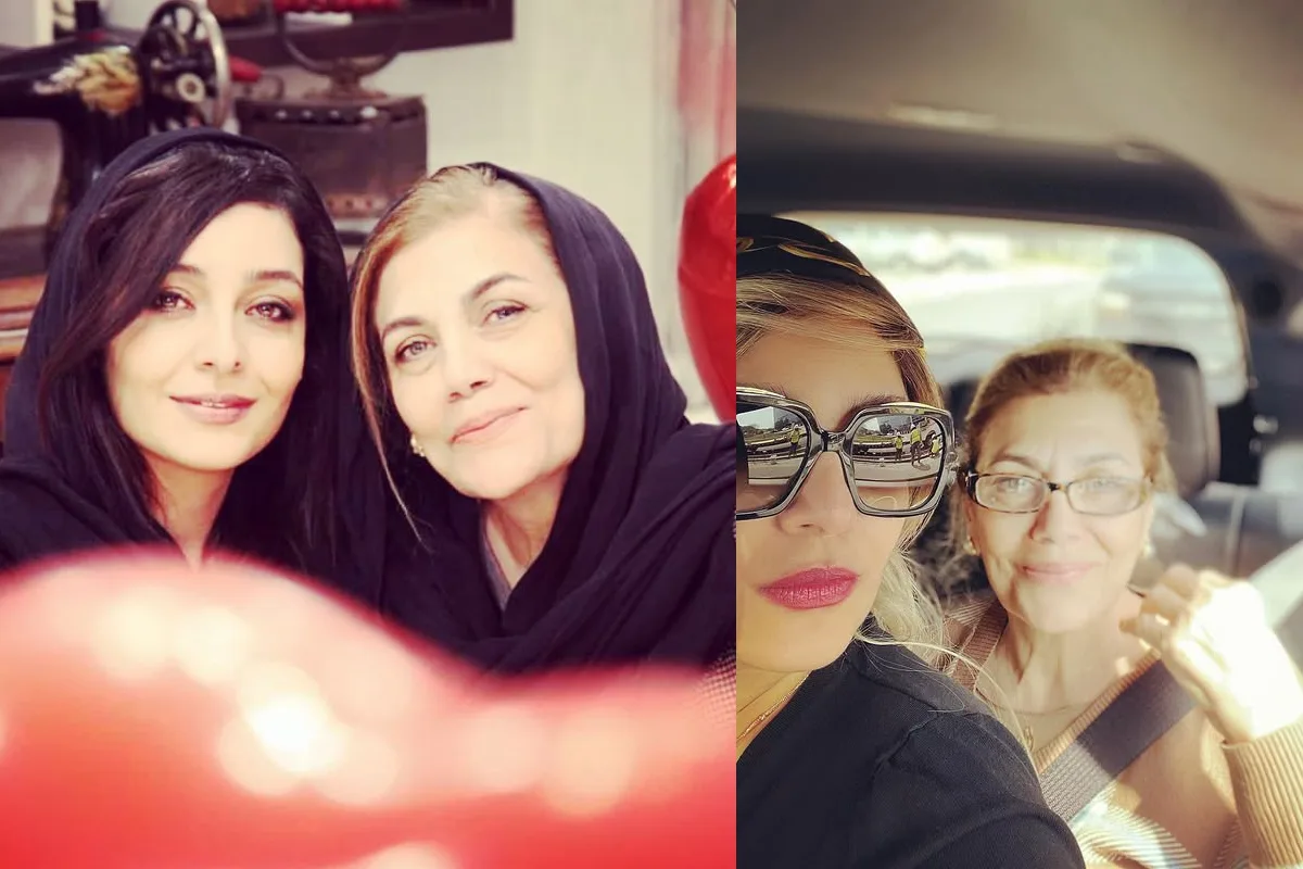 ساره بیات در کنار مادرش