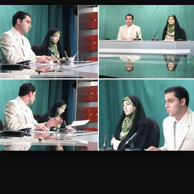 بیوگرافی فائزه کشاورز مجری باسابقه و گوینده اخبار جوانه های تلویزیون علی زندی فر و فائزه کشاورز در استودیو اخبار جوانه ها